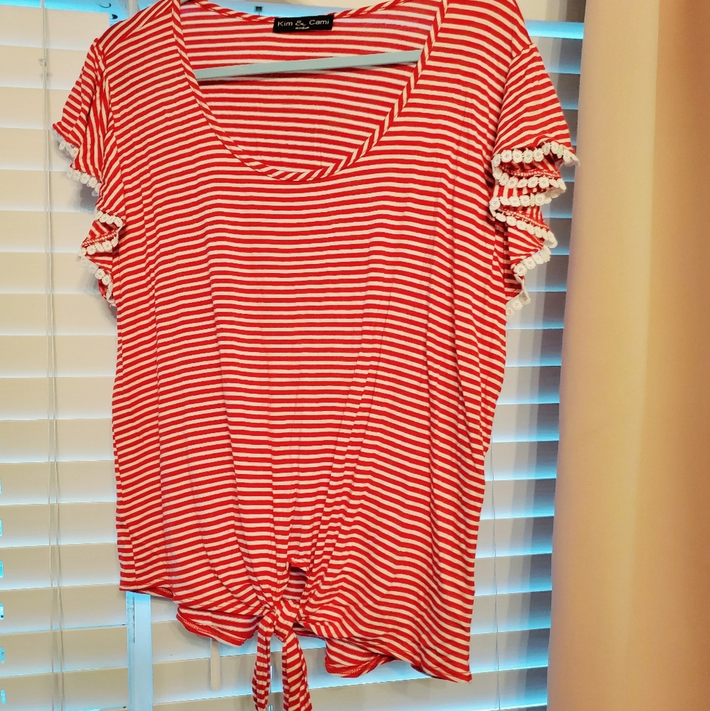 Red & White striped top